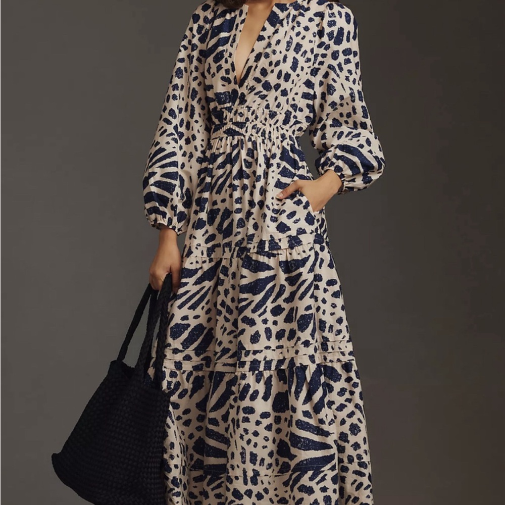 Anthropologie Somerset Blue Printed Dress - Sz XS, with tags
